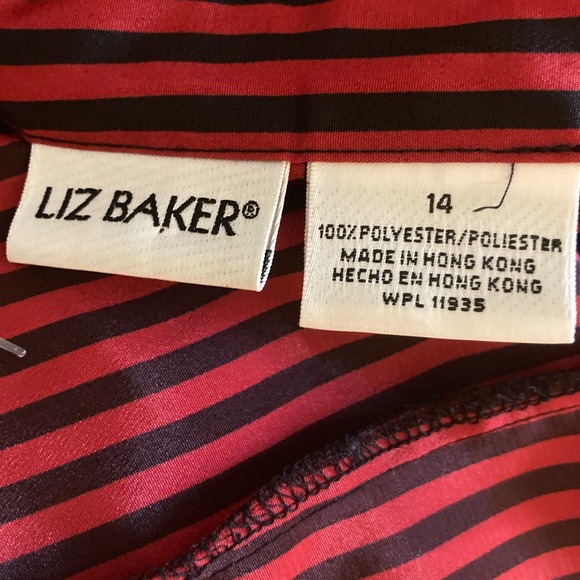 Liz Baker Black and Red Stripe Shirt Blouse - Picture 6 of 8